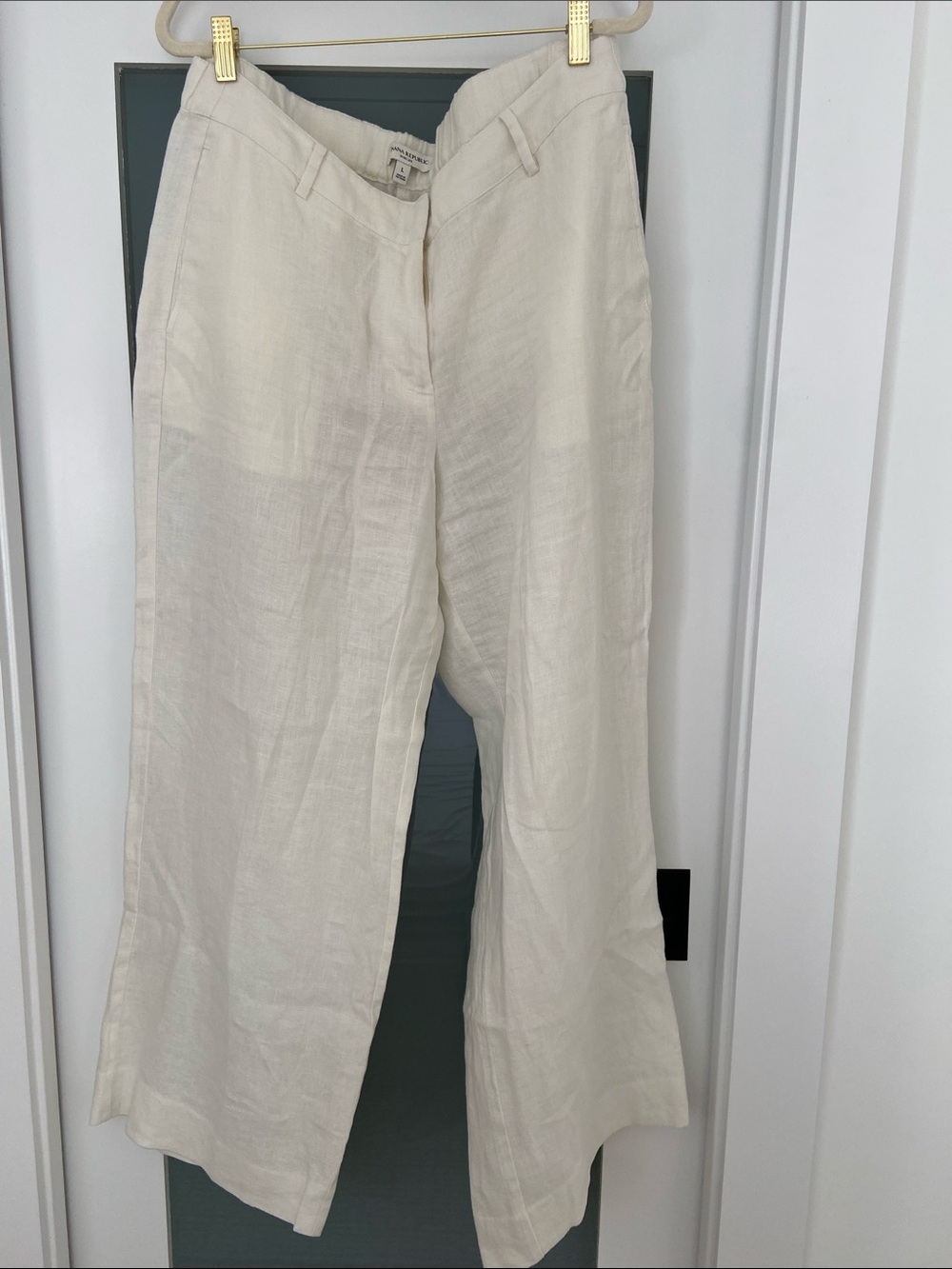 Banana Republic Cream Wide-Leg Linen Pants